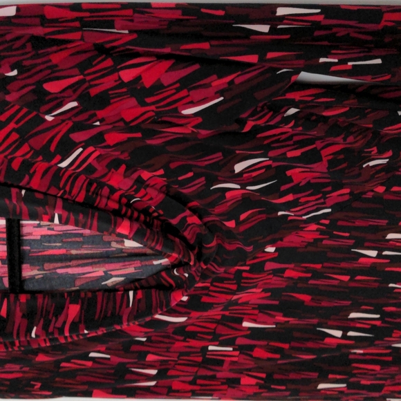 Rafaella Size L Red Black and White Polyester Spandex Tunic Top with Cowl Neck - Picture 2 of 5